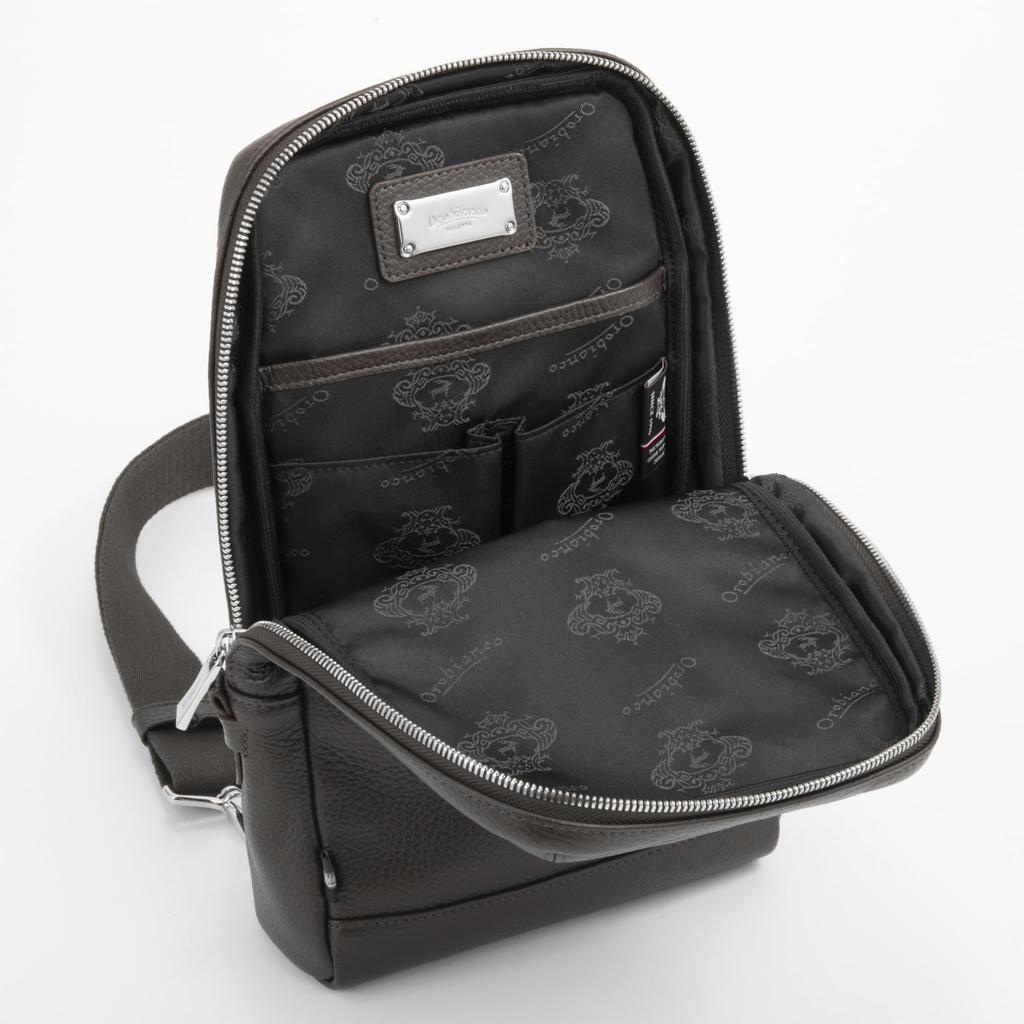 Orobianco Fiore Italian Leather Body Black Bag, 4L, 550g, No. 93004, Men's,