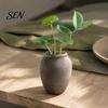 Weather Resistant Flower Container Retro Round Ceramic Vase, Small Hydroponic Planter, Rustic Indoor Outdoor Decorative Planter Table Centerpiece Vase