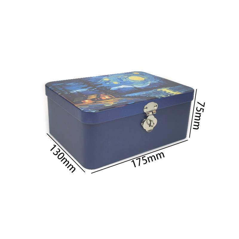 Children's Password Lock Storage Tin Box - Metal Iron Flip-Top Square Container