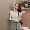 Women's High Collar Solid Color Slim Fit Long Sleeve Top for Spring and Autumn