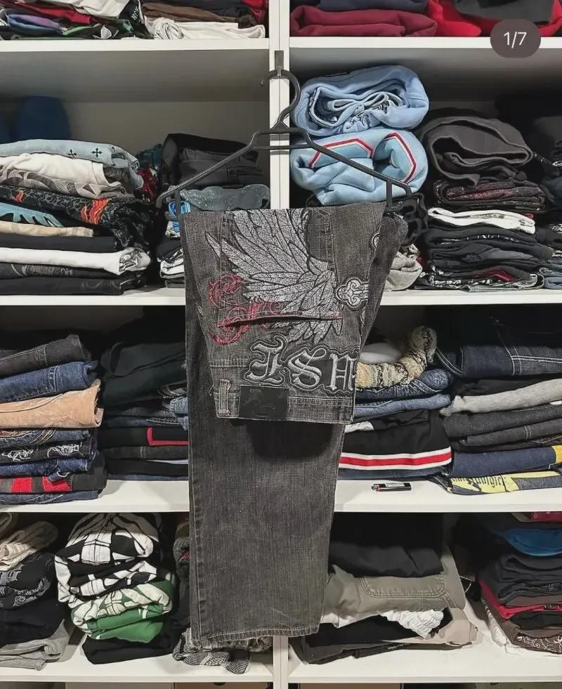 Bigboy Men's American Street Hip-Hop Print Casual Straight Jeans