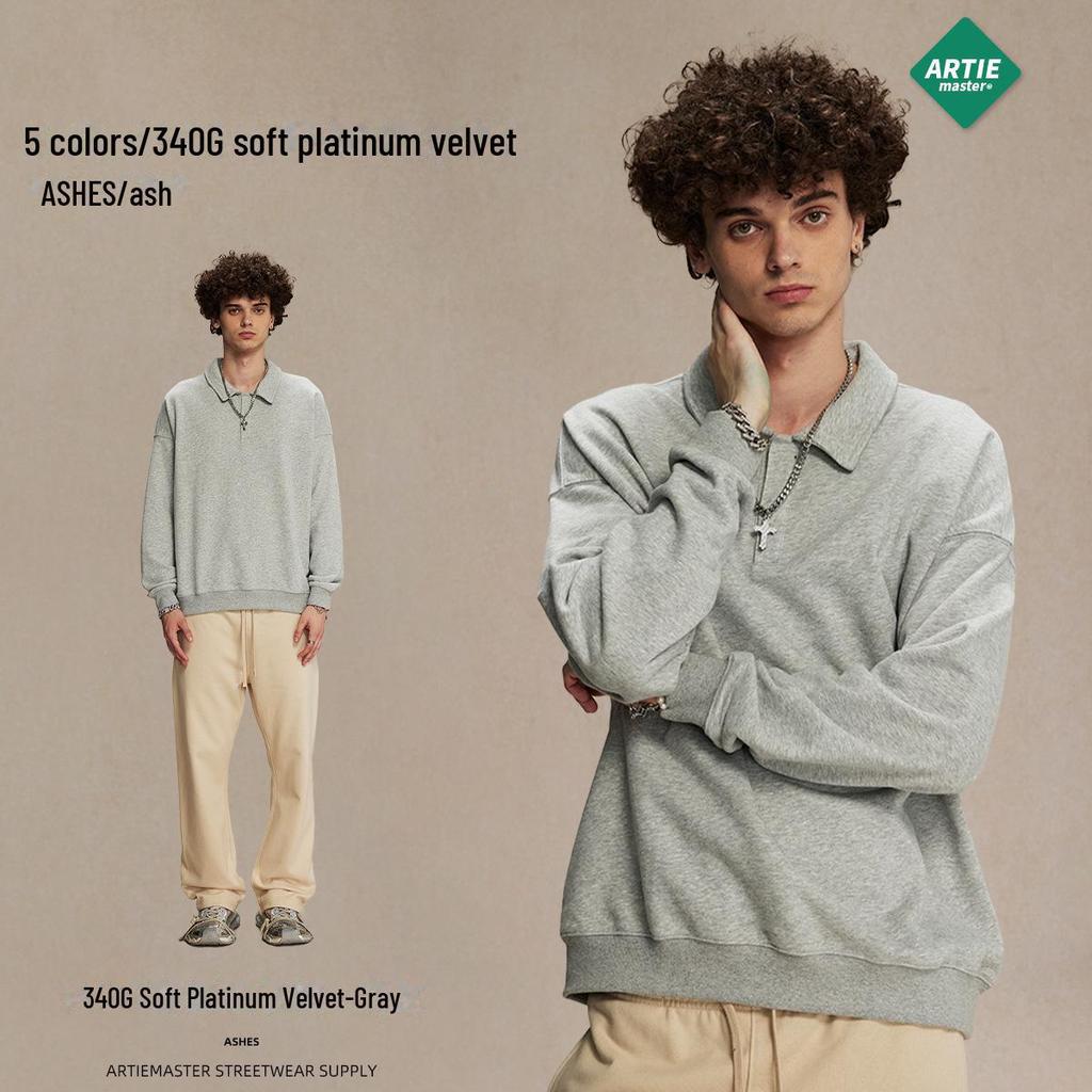 ARTIE Men's 2024 Autumn/Winter Bo Er Flannel Lapel Sweater - 340g Loose Trend Style