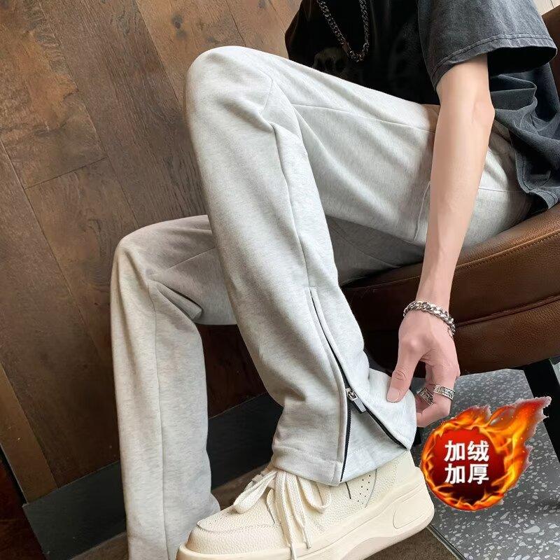 Cleanfit black sweatpants men's autumn and winter American high street pants zipper pants trendy brand slim-fit sports straight-leg pants