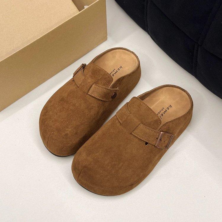 

New Thick-soled Height-increasing Shoes with Toe Caps and Half Slippers for Women 40 коричневий/кавовий