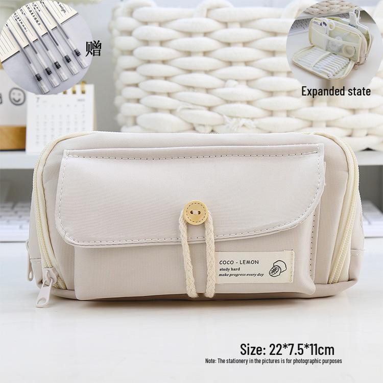 Japanese Style Cotton Rope Pencil Case - Large Capacity for Junior & Senior High School Students