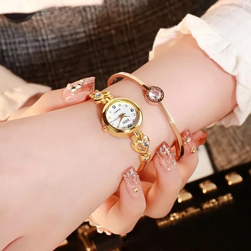 Fashion Women Heart Bracelet Watch Rose Gold Quartz Watch Wristwatch Women Dress Casual Bracelet Watches Gift Accessories