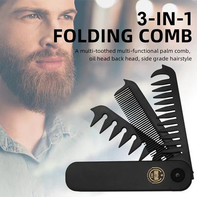 3 In 1 Folding Combs Plastic Wide Tooth Oil Head Comb Beard Combing Multifuncional Barber Hair Clipper Comb Styling Tools