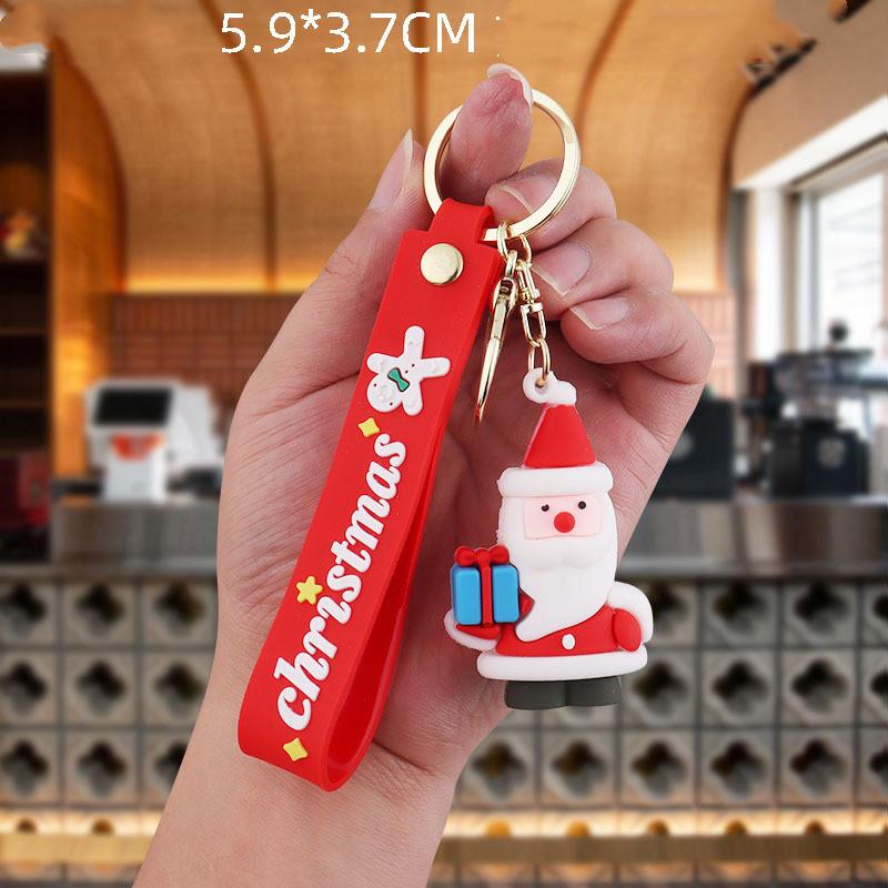 2024 New Christmas Keychain Pvc Soft Rubber Schoolbag Pendant Doll Christmas Small Gift Series Car Accessories Interior Ornament