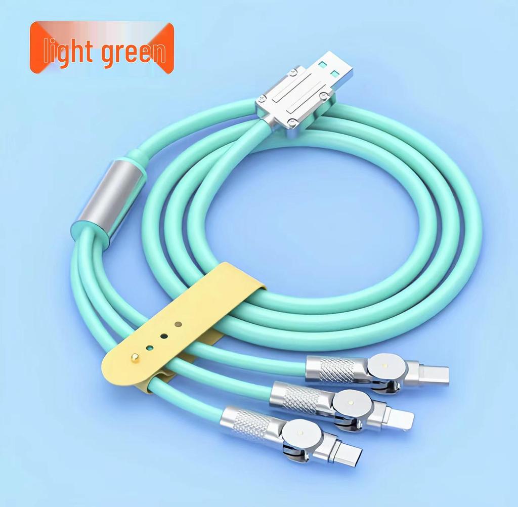 180° Rotating Zinc Alloy 3-in-1 Fast Charging Data Cable