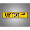 4x16 Zoll Anpassbares Straßenschild Gelb Schwarz Farbe Personalisiert Beliebiger Text Straße Metallschild Dekschild Zinnschild