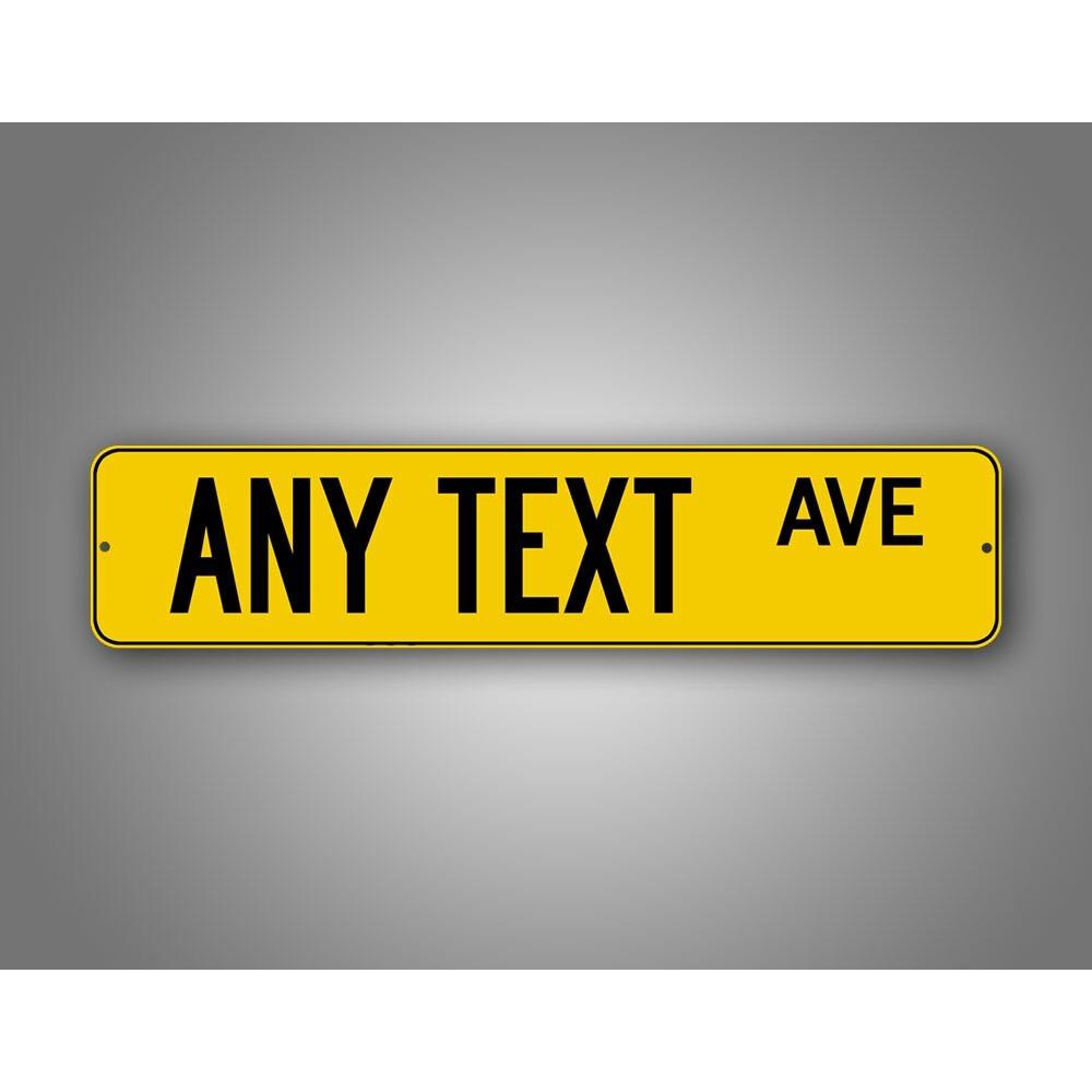 

4x16 Inch Customizable Road Sign Yellow Black Color Personalized Any Text Street Metal Sign Decorative Tin Sign білий