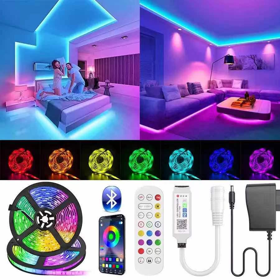 2024 Smart Bluetooth RGB LED Strip Lights with Music Control - Seven-Color TV Light Set