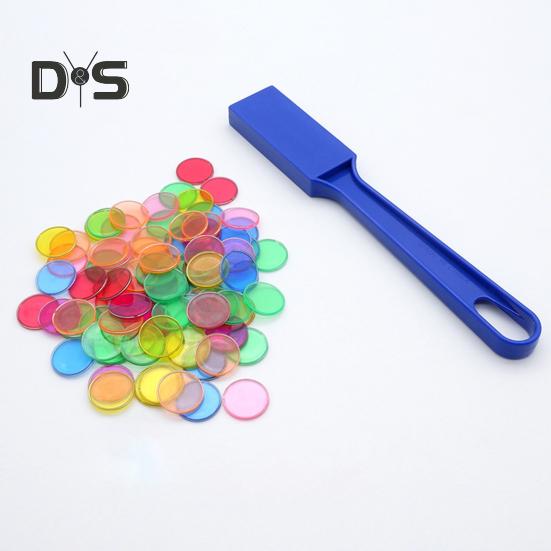 1 Set Magnetic Wands Kit with 200 Bingo Chips Multi-color Metal Ringed Transparent Discs Tokens Math Learning Counting Sorting Game Educational