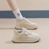 Casual Chunky Platform Sneakers för Kvinnor Snörning Halkfria Promenadskor PU-läder Bekväma Tennisskor Dam Atletiska Arbets Andningsbara Sneakers