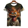Summer Round Neck Funny Cartoon Pattern 3D Print Top Fashionable Casual Short Sleeved Men's T-shirts