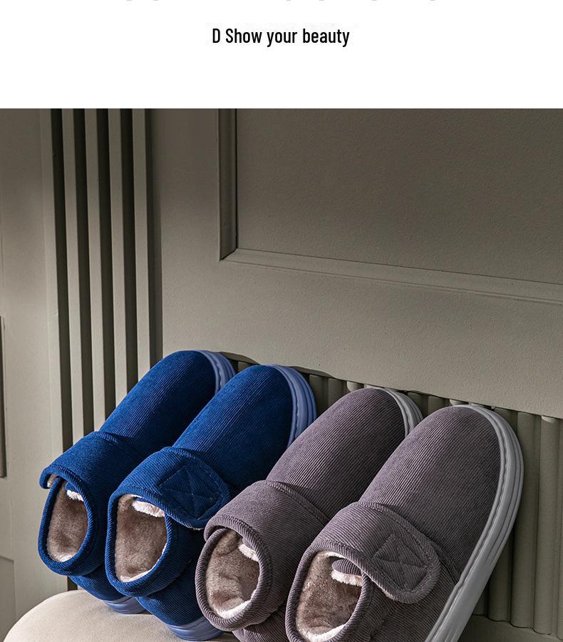 Men's Plush Non-Slip High-Top Cotton Winter Shoes - Heel-Covered, Thick, Cold-Proof Slippers for Outdoor Wear