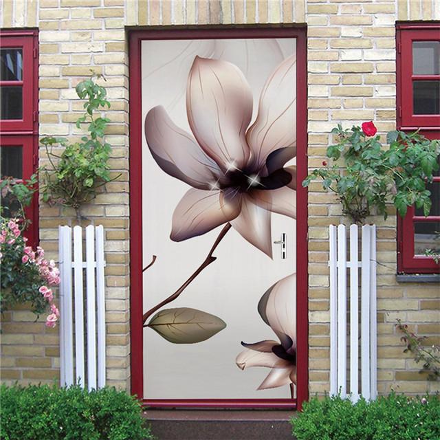 Underwater World Wallpaper 3D Door Sticker Self Adhesive PVC Fish Dolphin Poster For Kids Girls Room Home Door Decoration Murals