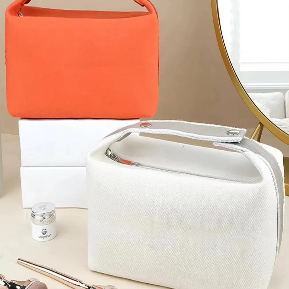 Tragbare Reise-Canvas-Kosmetiktasche Wasserdicht Staubdicht Große Kapazität Kulturtasche Einfaches Handheld-Design Aufbewahrungslösung