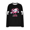 Ladies' Christmas Printed Bow Round Neck Long Sleeved Loose Pullover Sweater Sweatshirt Top
