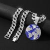 European and American new products drop oil hip-hop planet earth pendant Cuban necklace men's personality environmentally friendly alloy jewelry