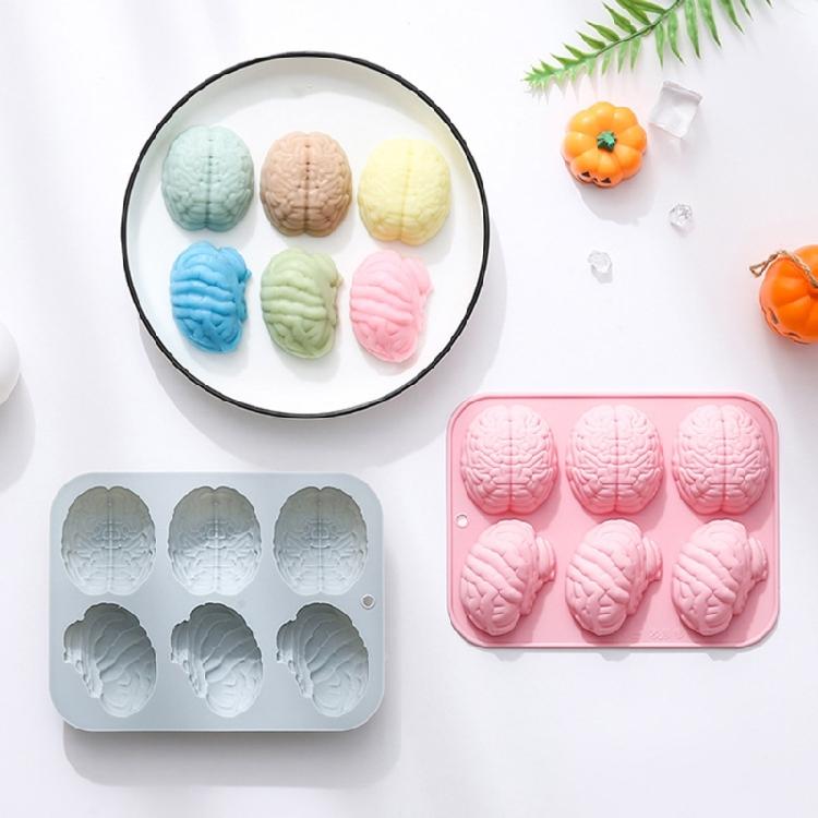 6-fach Gehirnform Silikonform Fondant Schokoladenform Mousse Fondant Eiswürfelform für Kuchen Dekoration Antihaft