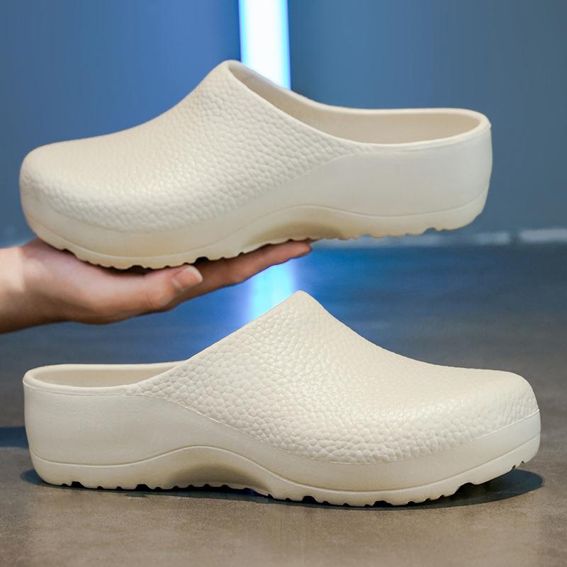 Waterproof Chef Shoes for Men Cheap Rubber Slippers Slides Half Shoes Closed Toe Clogs Garden Footwear Restaurant Working Beach