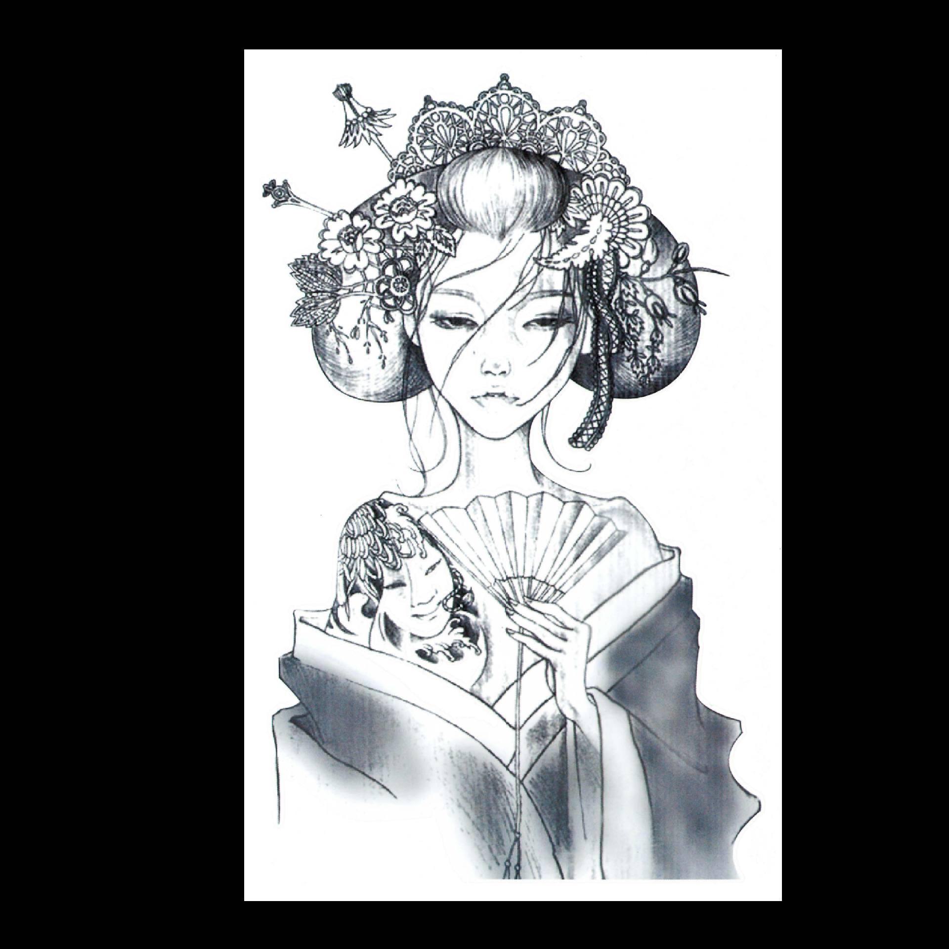 

Водонепроницаемые наклейки для татуировки: Волк, Карп, Гуань Гун, Череп, Пламя, Гейша, Крест, Сова, Цветы 12*19cm