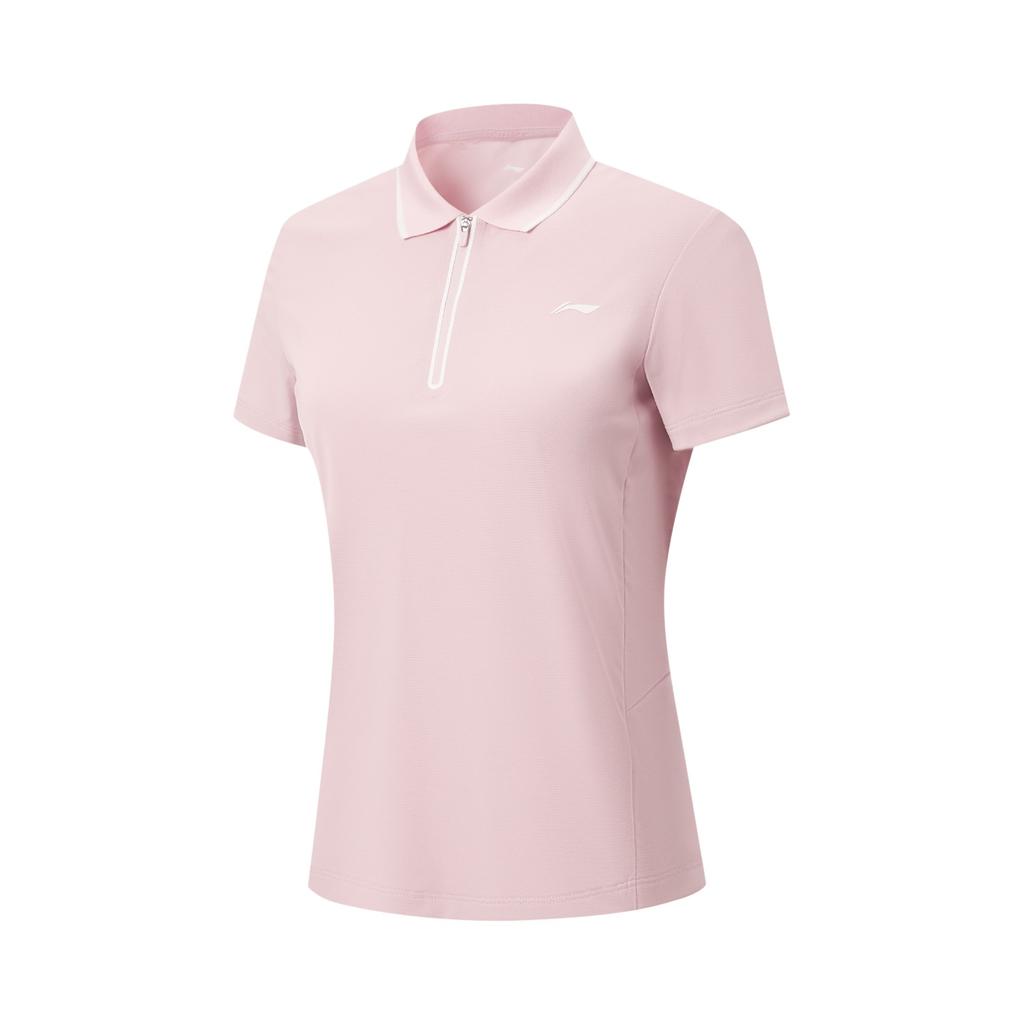 Li Ning Fitness Series Logo Stitching Zipper Polo Shirt Women tops APLW288-4
