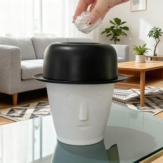 Yousheng Herrenkopf Taschentuchhalter Gentleman mit Zylinder Taschentuchbox Künstlerischer Taschentuchspender Schreibtisch Mülleimer für Zuhause Büro Wohnzimmer Schlafzimmer