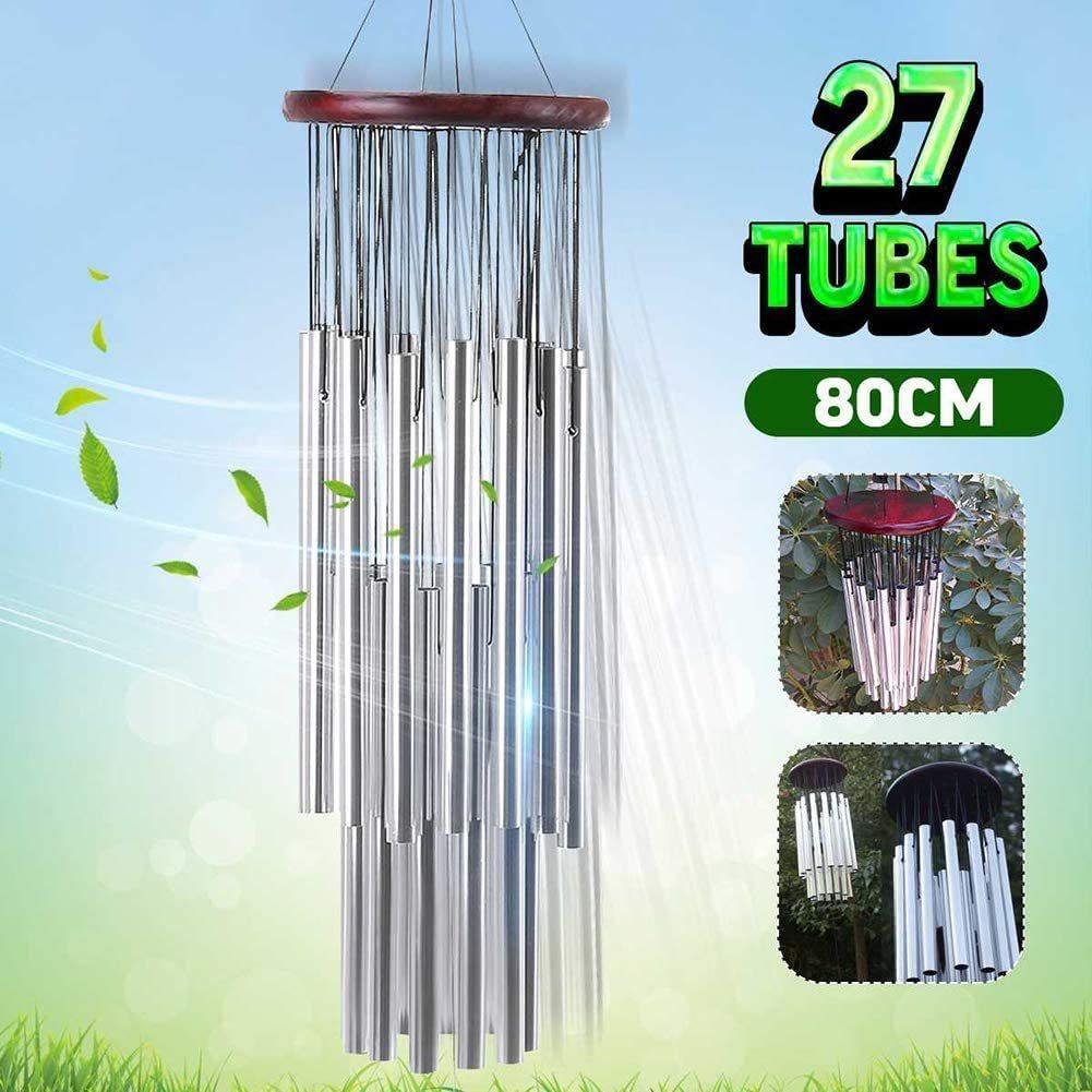 Pine Wood 27 Tube Silver Bell Metal Double-layer Multi-tube Anti-rust Wind Chime Home Outdoor Decoration Wind Chime
