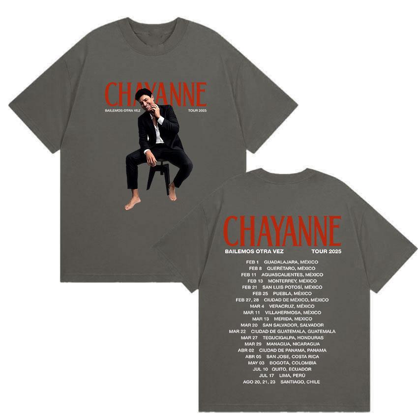 Rapper Chayanne Bailemos Otra Vez Tour 2026 Album T Shirt Men Hip Hop Gothic Punk Tshirts 90s Vintage Oversized Cotton Tshirts