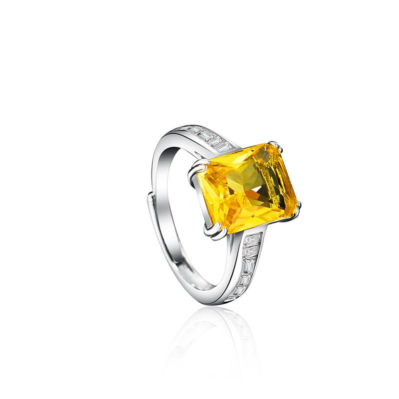 

Charm Rings with Citrine Zircon Gemstone Jewelry 925 Silver Accessories for Women Wedding Party Engagement Bridal Gift resizable