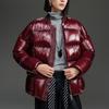 Goose down jacket women's glossy baseball jacket high-end stand-up collar short loose thickened jacket winter new