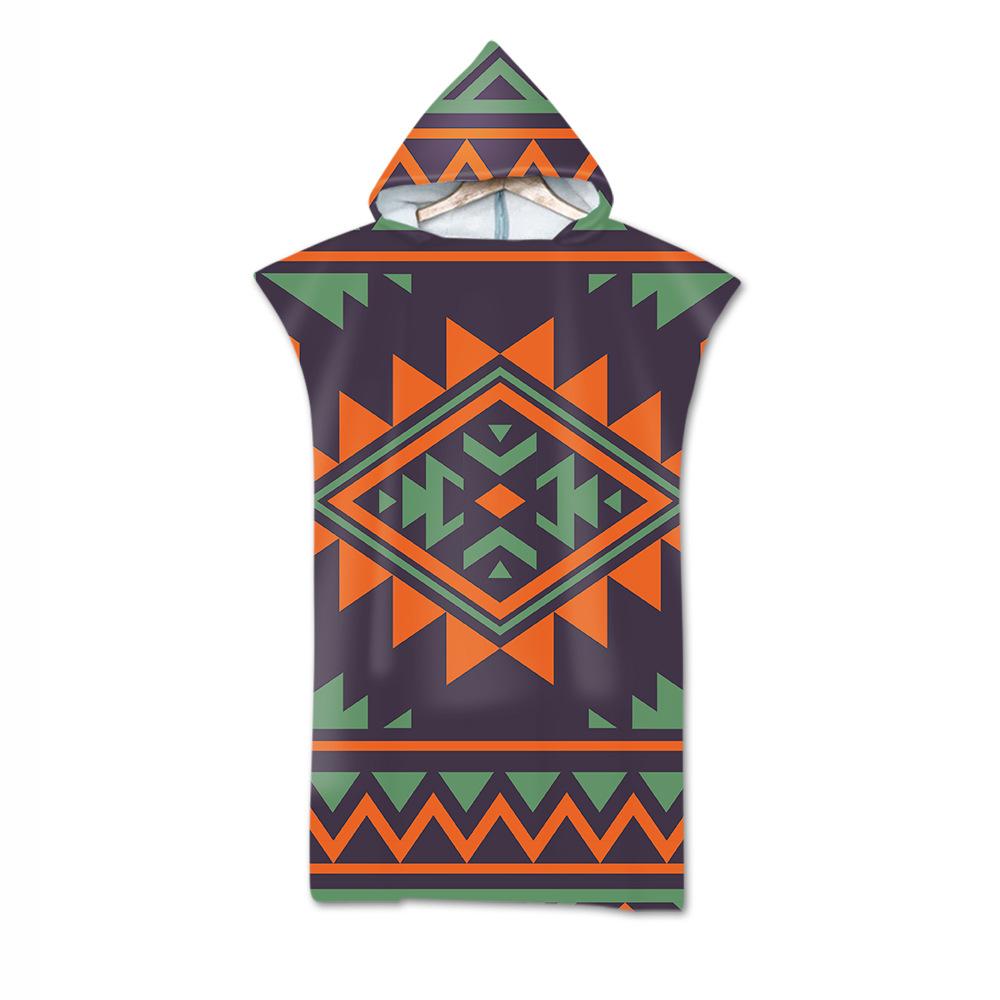 Adult Bath Towel Beach Towel Cape Geometric Print Hooded Bath Towel