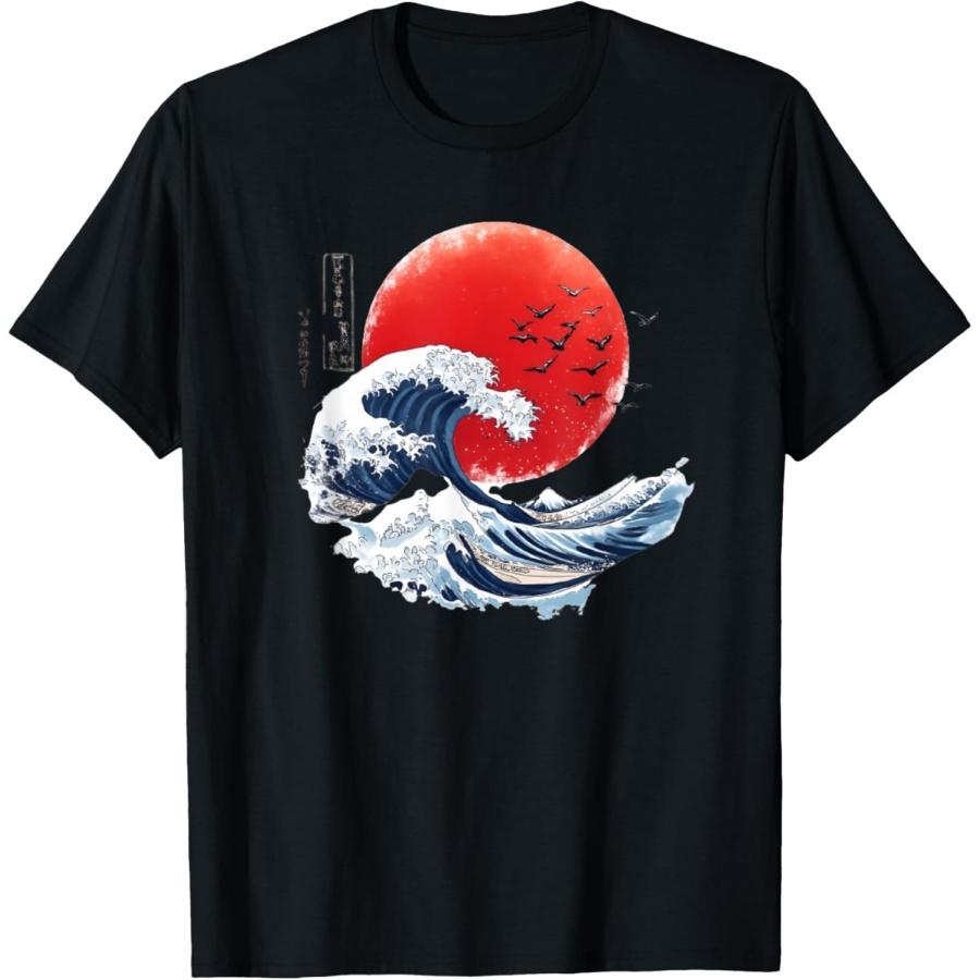 Кацусика Хокусай Японская Большая волна Мужская Женская Канагава Футболка(2) S чёрный