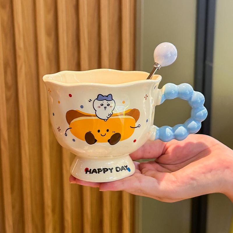 Super roztomilý chlebový hrnek dívčí domácí pitný hrnek kancelářský keramický hrnek snídaňový hrnek dárek k narozeninám