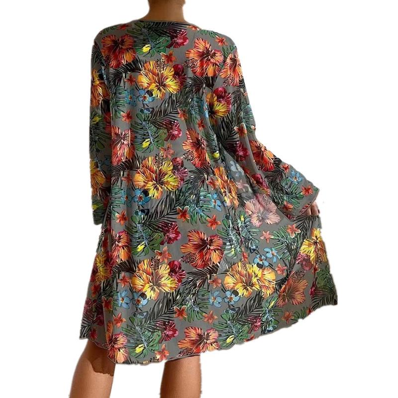 2026 New Swimsuit Printed Blouse Three-piece Set for Women's Bikini