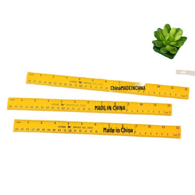 15/20 Cm Yellow Wooden Ruler - Multipurpose Straight Ruler for Learning