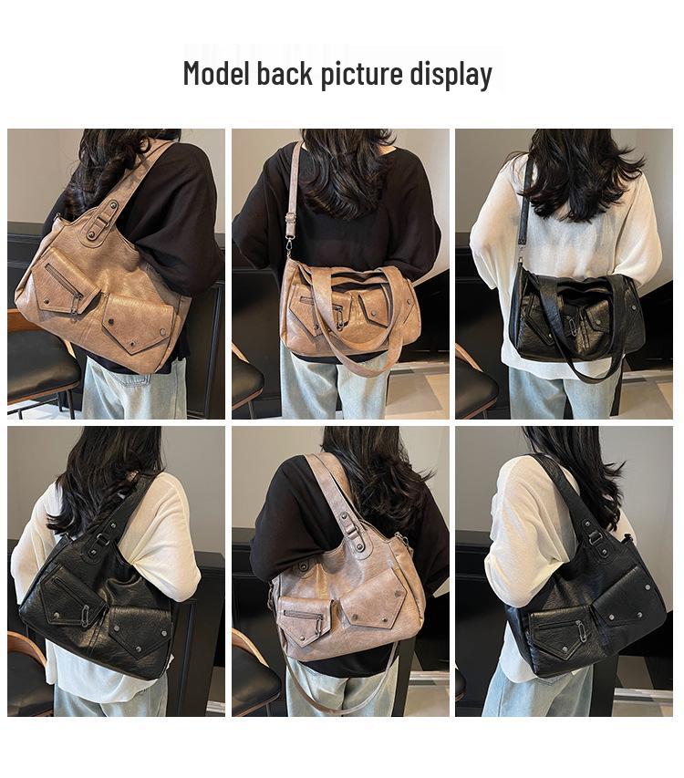 Stylish Women's Large Capacity Tote: Versatile Crossbody Motorcycle Handbag