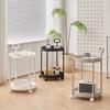 2-Tier Elegant Side Table with Wheels Trolley Table In Living Room Simple Sofa Table with Handle Easy To Move Coffee Table