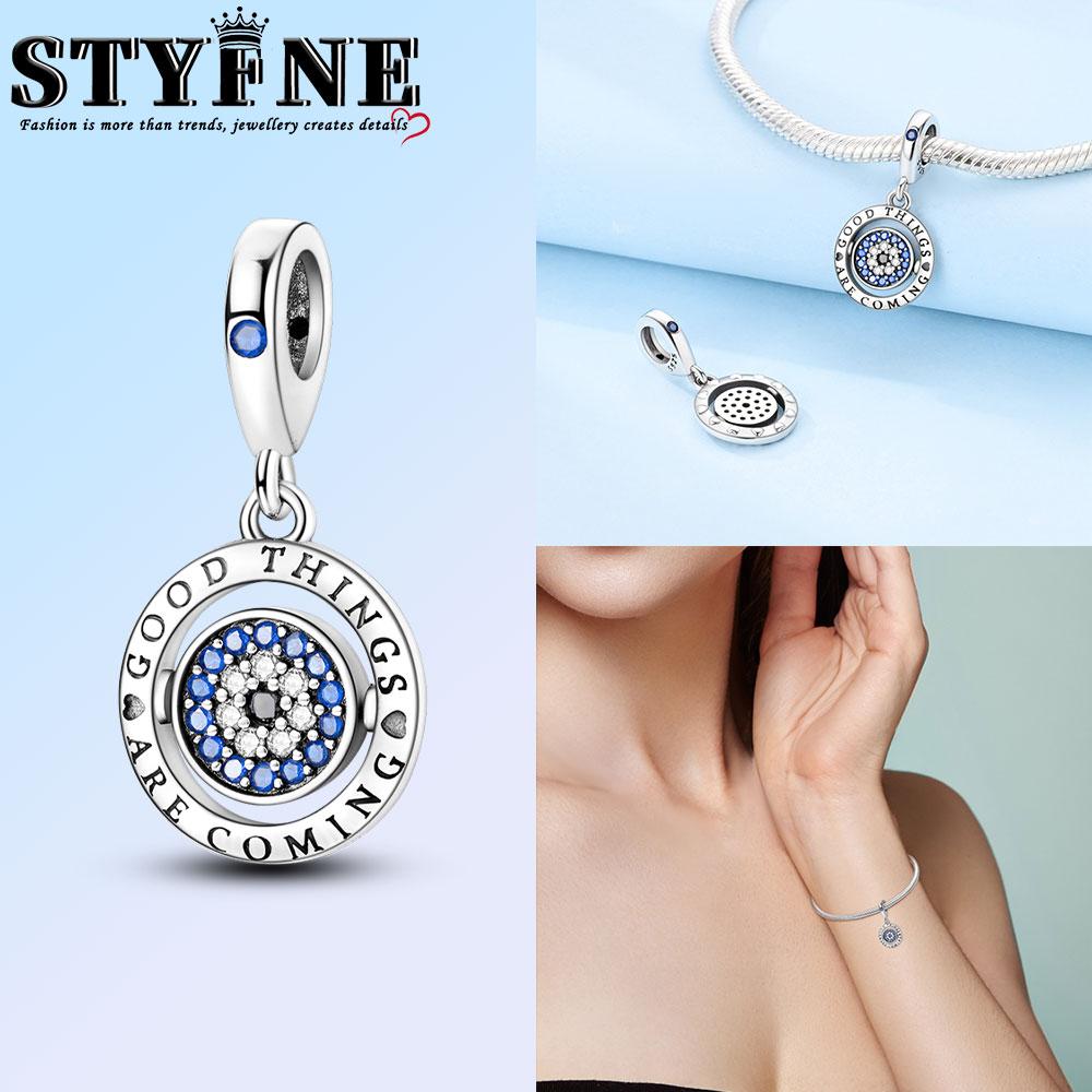 Anniversary Copper Blue Life Tree Evil Eye Sun Round Charms Pendants Fit Original Bracelets Diy Jewelry