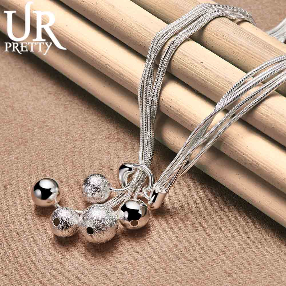 925 Srebro Sterling Pięć Łańcuszków Wężowych Mrożone Gładkie Koraliki Naszyjnik Modna Biżuteria Ślubna