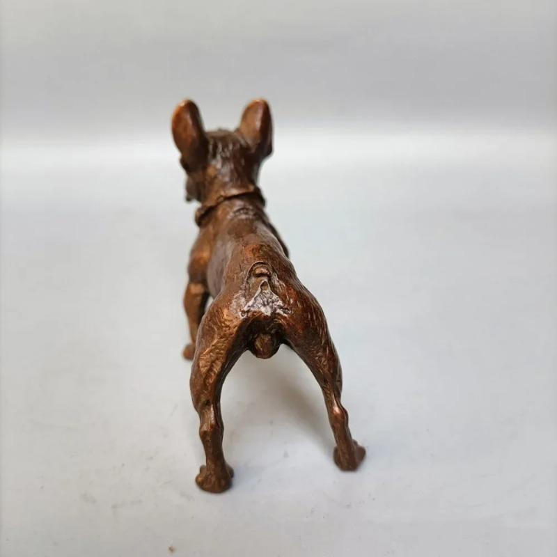 Metal Desk Ornaments Bulldog Miniatures Figurines Handmade Retro Animal Pet Dog Statue Home Decorations Accessories