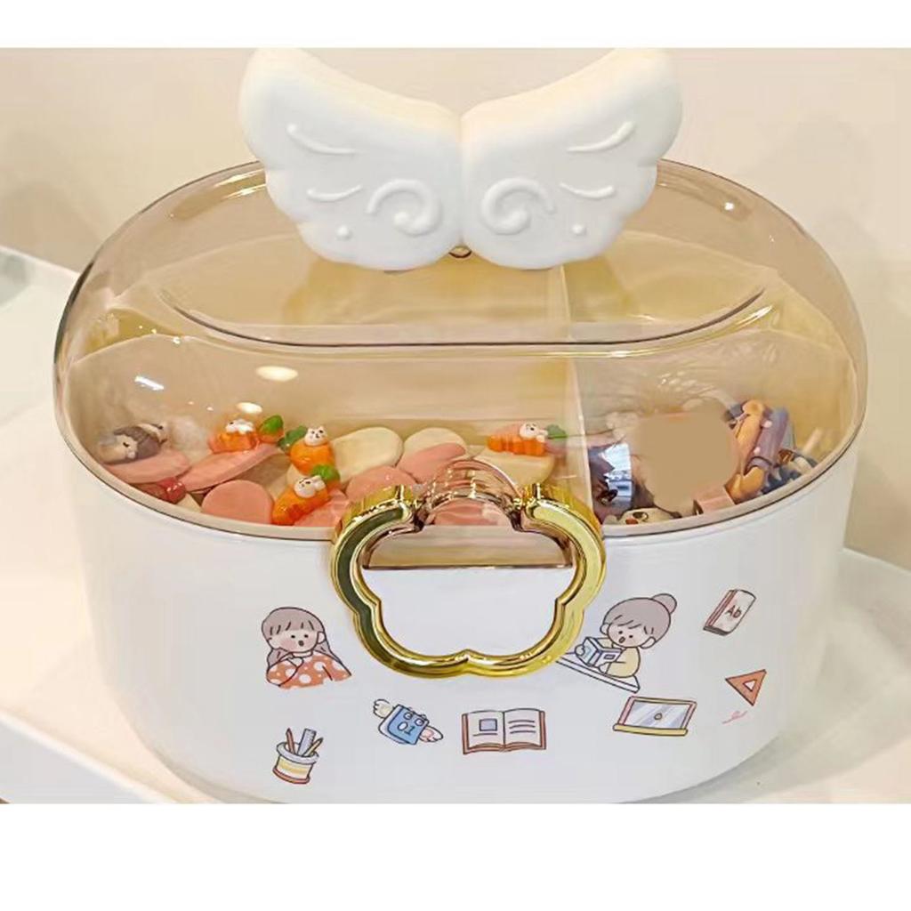 Children Cartoon Hair Accessories Box Dustproof Divided Large Capacity Hairpin with Lid for Kids