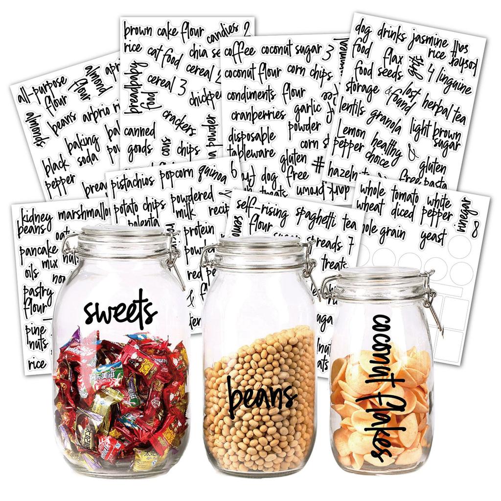 Kitchen Pantry Labels Waterproof Pantry Stickers for Storage Jars Spice Can Containers - Oil Proof Pantry Organization Labels