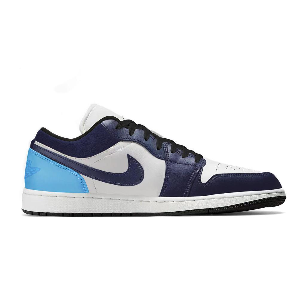 Jordan Air Jordan 1 Slip Resistant Abrasion Resistant Low Top Skateboard Shoes Unisex White Blue Black 553558-132(Team963-SBOX)