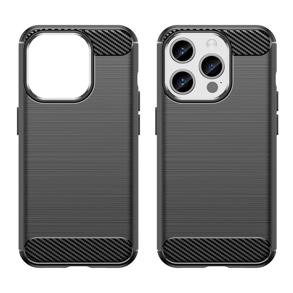 Brushed Phone Case for iPhone 15 Pro,Carbon Fiber Texture Soft TPU Phone Cover