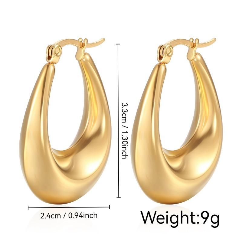 Stainless Steel Chunky Hoop Earrings for Women Teen 18K Gold Plated Hypoallergenic Thick Huggie Hoop Jewelry for Christmas Gifts