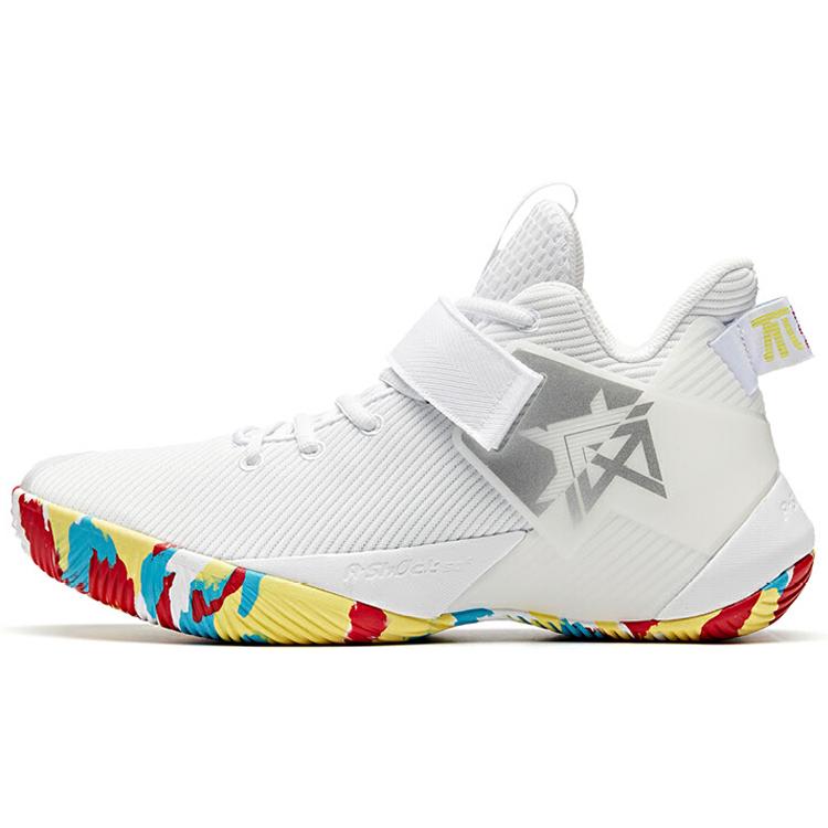 

Anta Cushioning Slip Resistant Abrasion Resistant Low top Basketball Shoes Men s White Yellow Blue 11931618-10 45