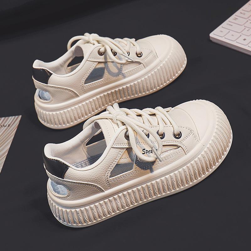 Keks Weiße Schuhe Damen Neue Sommer Dünne Low-Top Schuhe Innen Passend Passender Rock Lässig Super Heiß Plateau Schuhe